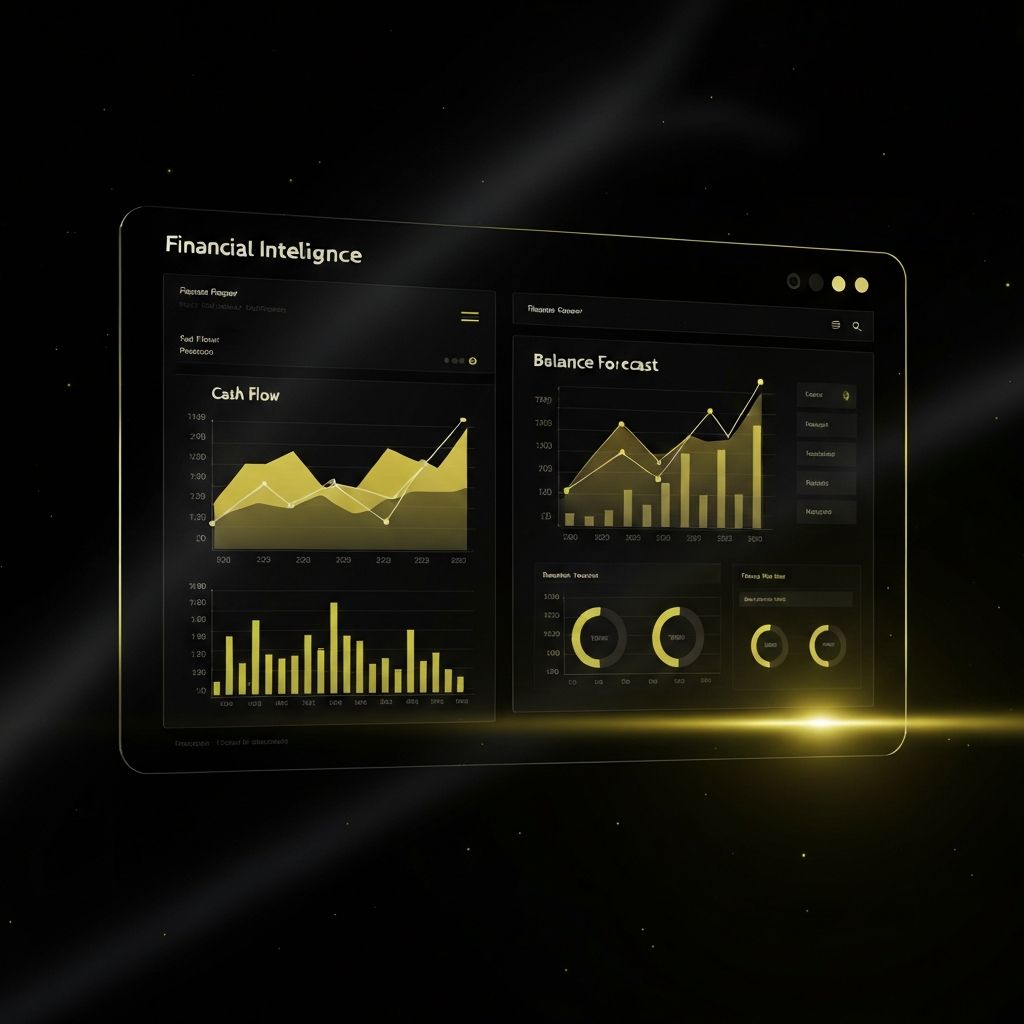 Dashboard financeiro enterprise com graficos de cash flow e receita projetada